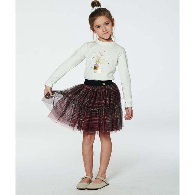 Glittering Plaid 2-Tiered Mini Tulle Skirt, Red - Skirts - 3