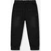 French Terry Jogger Pants, Black Denim - Jeans - 3