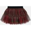 Glittering Plaid 2-Tiered Mini Tulle Skirt, Red - Skirts - 4