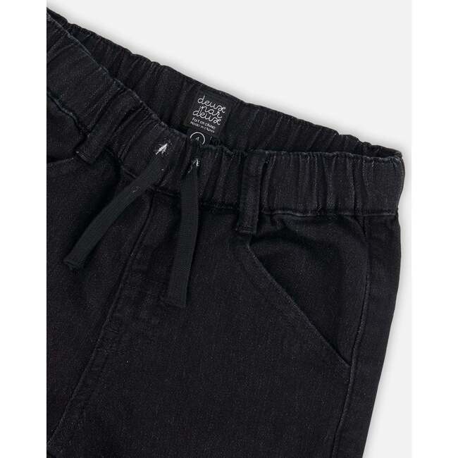 French Terry Jogger Pants, Black Denim - Jeans - 4