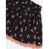 Flowers Print Viscose Flare Skirt, Black - Skirts - 4