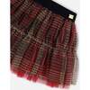 Glittering Plaid 2-Tiered Mini Tulle Skirt, Red - Skirts - 5