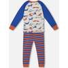 Organic Cotton 2-Piece Pajama Set, Blue & Orange Stripe - Pajamas - 2