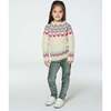 Norwegian Jacquard Long Raglan Sleeve Sweater, Beige Mix - Sweaters - 3