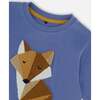Fox Applique Long Sleeve T-Shirt, Blue - T-Shirts - 5