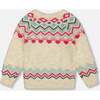 Norwegian Jacquard Long Raglan Sleeve Sweater, Beige Mix - Sweaters - 4