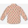 Flowers Print Polar Fleece Long Sleeve Shirt, Peach & Blue - Jackets - 4