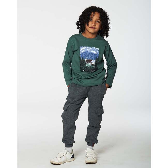 Long Sleeve T-Shirt With Print, Forest Green - T-Shirts - 2