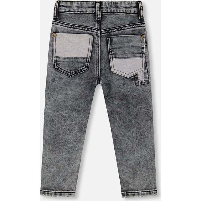 French Terry Pants With Contrasting Patch, Black Denim - Jeans - 5