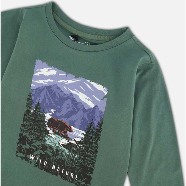 Long Sleeve T-Shirt With Print, Forest Green - T-Shirts - 4