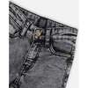 French Terry Pants With Contrasting Patch, Black Denim - Jeans - 6