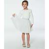 Long Sleeve Dress With Glittering Tulle Skirt, Off-White - Dresses - 3