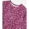 Little Flowers Print Long Sleeve Elastic Waist Tunic, Burgundy - T-Shirts - 4