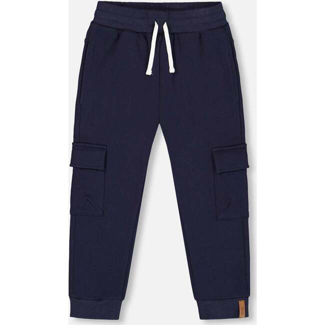 Fleece Sweatpants With Cargo Pockets, Navy