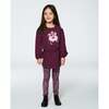 Little Flowers Print Stretch Leggings, Burgundy - Leggings - 3