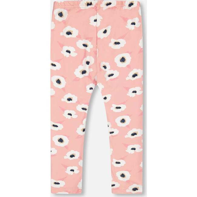 Flowers Print Leggings, Pink & Off-White - Leggings - 3