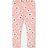 Flowers Print Leggings, Pink & Off-White - Leggings - 3