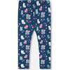 Kitten Print Leggings, Navy Blue - Leggings - 3