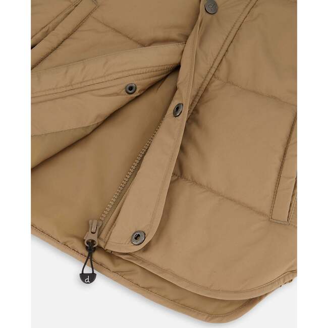 Long Raglan Sleeve Quilted Jacket, Taupe - Puffers & Down Jackets - 4