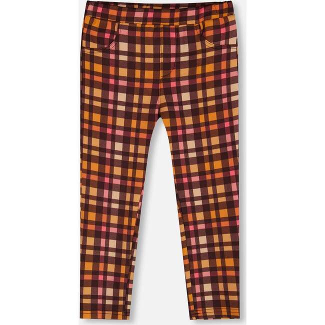 Milano Plaid Pocket Treggings, Magenta & Brown