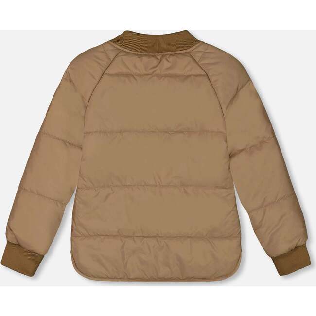 Long Raglan Sleeve Quilted Jacket, Taupe - Puffers & Down Jackets - 5