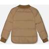 Long Raglan Sleeve Quilted Jacket, Taupe - Puffers & Down Jackets - 5