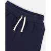 Fleece Sweatpants With Cargo Pockets, Navy - Sweatpants - 4