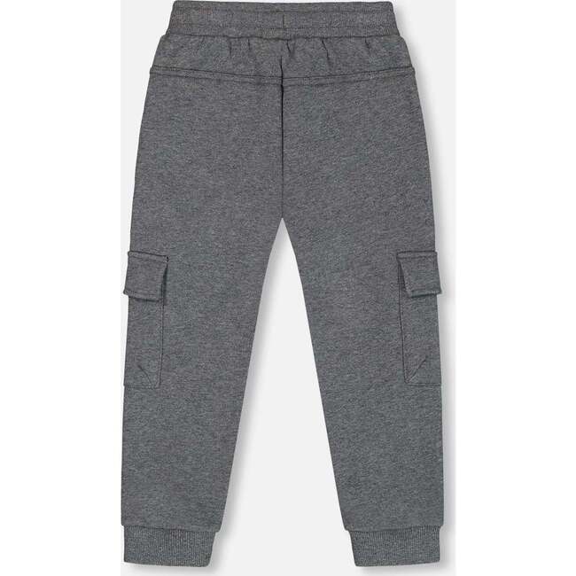 Fleece Sweatpants With Cargo Pockets, Dark Gray - Sweatpants - 3