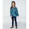 Fairy Unicorn Print Long Sleeve Viscose Blouse, Turquoise - Blouses - 2