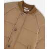 Long Raglan Sleeve Quilted Jacket, Taupe - Puffers & Down Jackets - 6