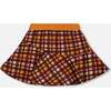 Milano Plaid Asymmetrical Flounce Mini Skirt, Magenta & Brown - Skirts - 3