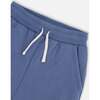 Fleece Cuffed Ankle Drawstring Sweatpants, Blue - Sweatpants - 4