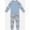 Mamas Bears Print Organic Cotton 2-Piece Pajama Set, Air Blue - Pajamas - 2