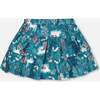 Fairy Unicorn Print Flare Viscose Skirt, Turquoise - Skirts - 3