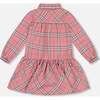 Flannel Shirt Dress With Frill, Pink Plaid - Dresses - 3