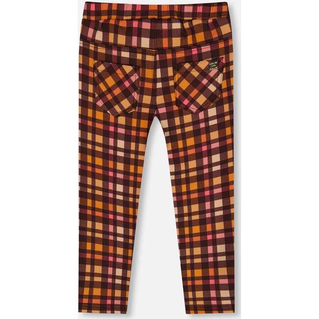 Milano Plaid Pocket Treggings, Magenta & Brown - Leggings - 3