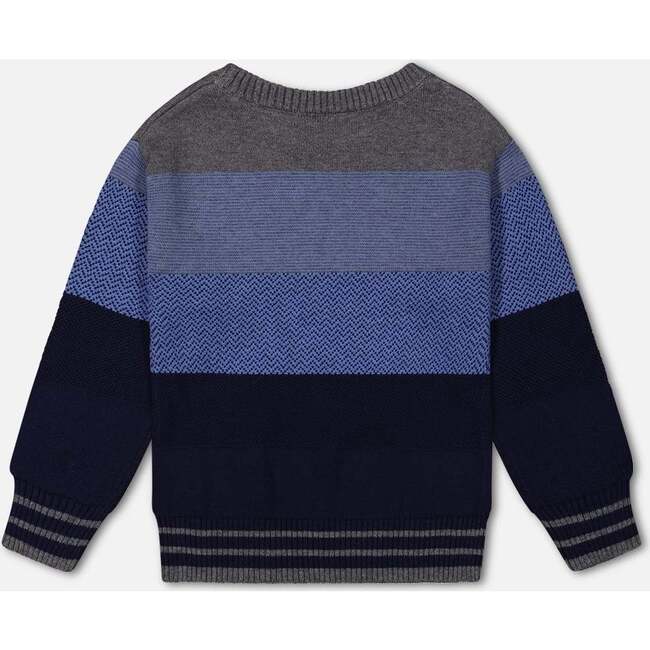 Color-Block Ribbed Hem Sweater, Blue Gradient - Sweaters - 2