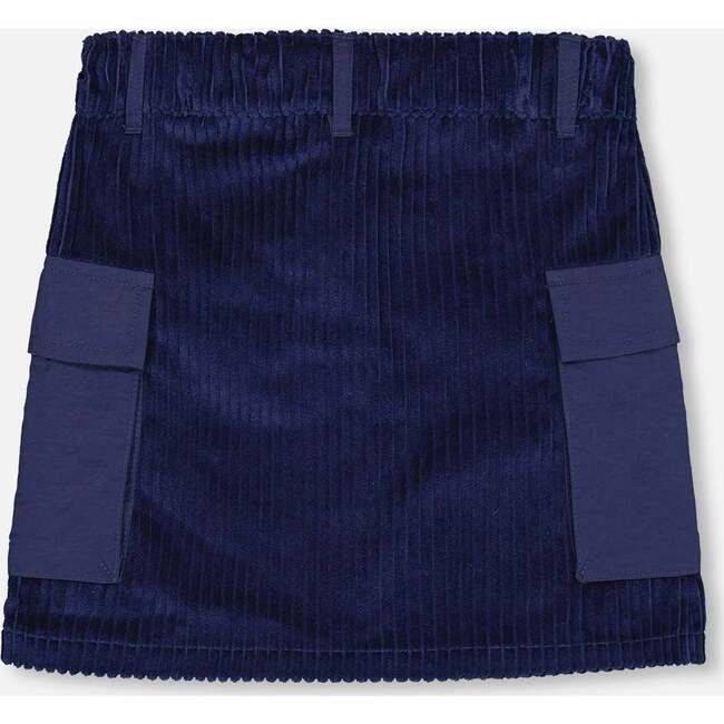 Corduroy Cargo Pocket Mini Skirt, Navy - Skirts - 3