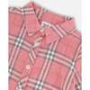 Flannel Shirt Dress With Frill, Pink Plaid - Dresses - 4