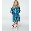 Fairy Unicorn Print Puffy Long Sleeve Viscose Dress, Turquoise - Dresses - 3