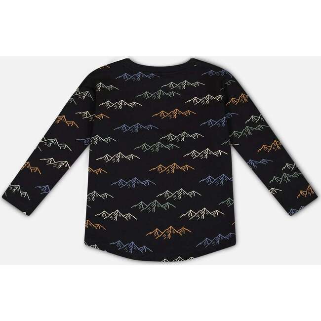 Mountains Print Long Sleeve T-Shirt, Black - T-Shirts - 4