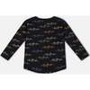 Mountains Print Long Sleeve T-Shirt, Black - T-Shirts - 4