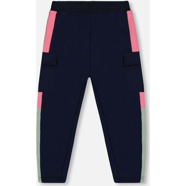 Color-Block Side Panel Cargo Jogging Pant, Navy - Sweatpants - 4