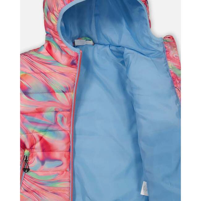 Marble Print Quilt Hooded Jacket, Multicolors - Puffers & Down Jackets - 4