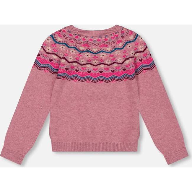 Fairisle 3D Pompom Long Raglan Sleeve Sweater, Lavander - Sweaters - 3