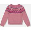 Fairisle 3D Pompom Long Raglan Sleeve Sweater, Lavander - Sweaters - 3