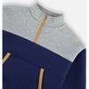 Color-Block Quilt Half-Zip Top, Blue & Gray - Sweatshirts - 4