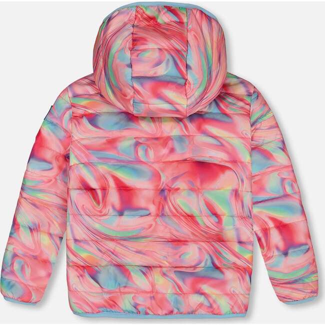 Marble Print Quilt Hooded Jacket, Multicolors - Puffers & Down Jackets - 5