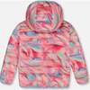 Marble Print Quilt Hooded Jacket, Multicolors - Puffers & Down Jackets - 5