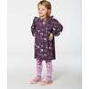 Cats Print Long Cuff Sleeve Frill Dress, Mauve - Dresses - 2